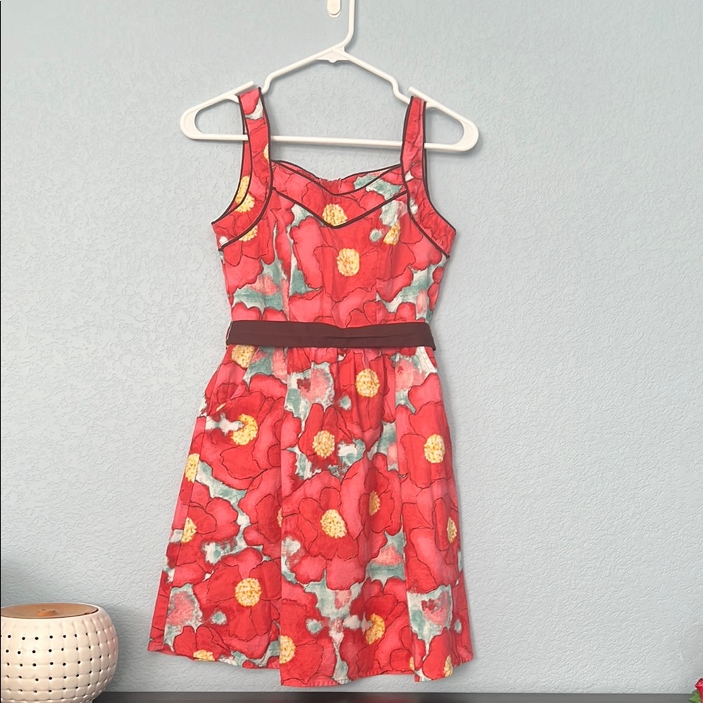Retrolicious 1950 Style Dress in Red and Yellow Poppy Floral Print